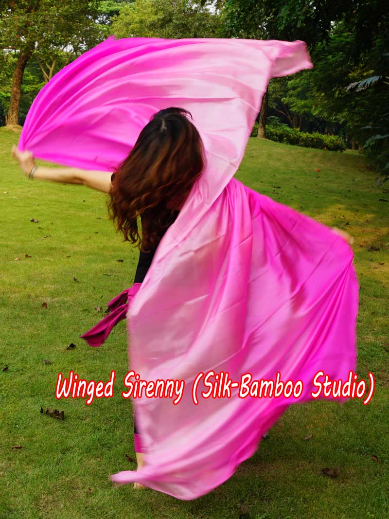 1 piece pink shading 5 Mommes belly dance silk veil 