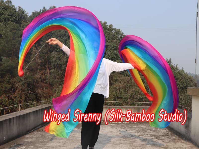 1 Piece Rainbow Plus 2.7m (3yds) dance silk veil poi