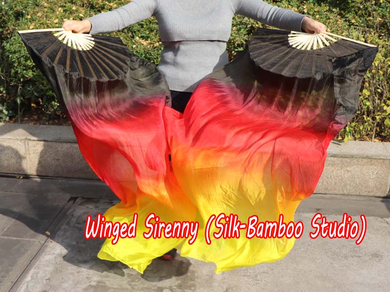 1 pair 1.5m (59") Illumination belly dance silk fan veil