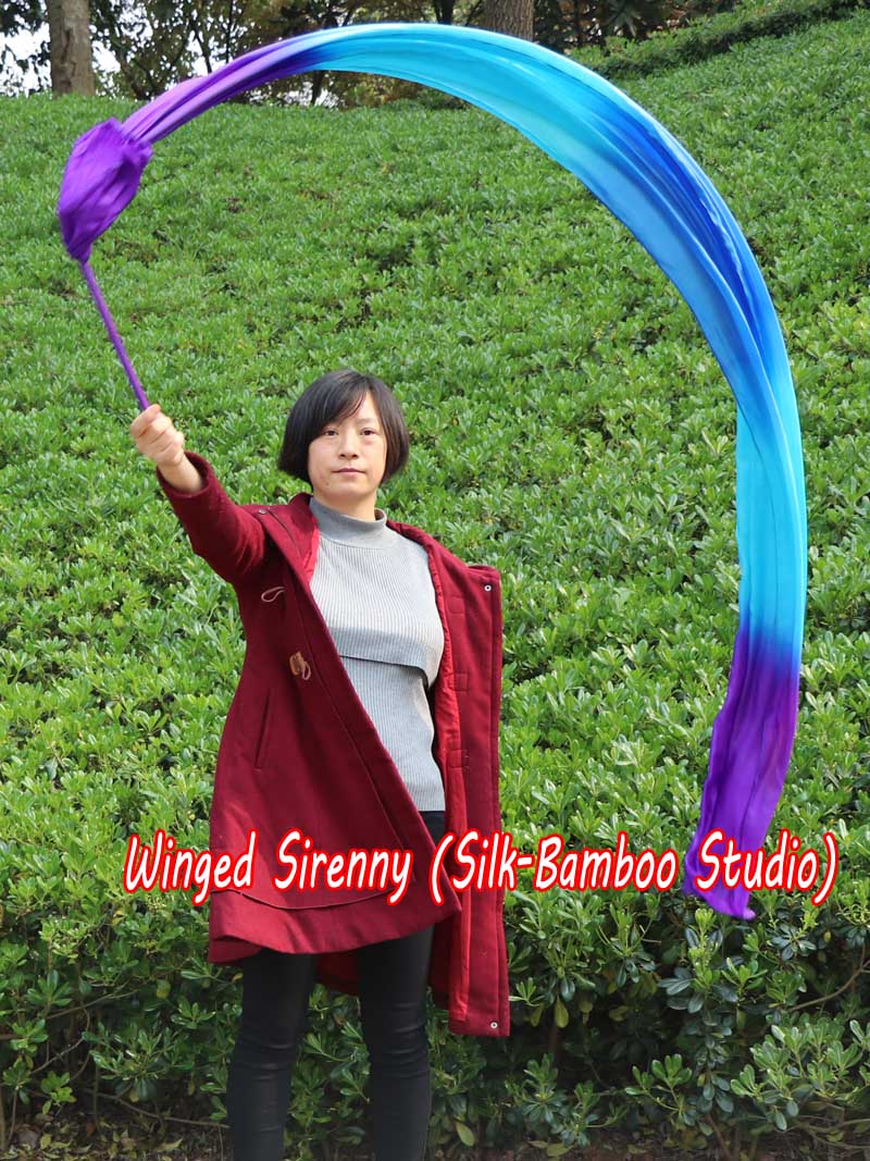 1 piece 2.5m (98") purple-turquoise-blue-turquoise-purple worship silk throw streamer