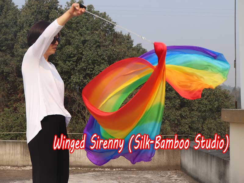 1 Piece Rainbow 2.7m (3yds) dance silk veil poi