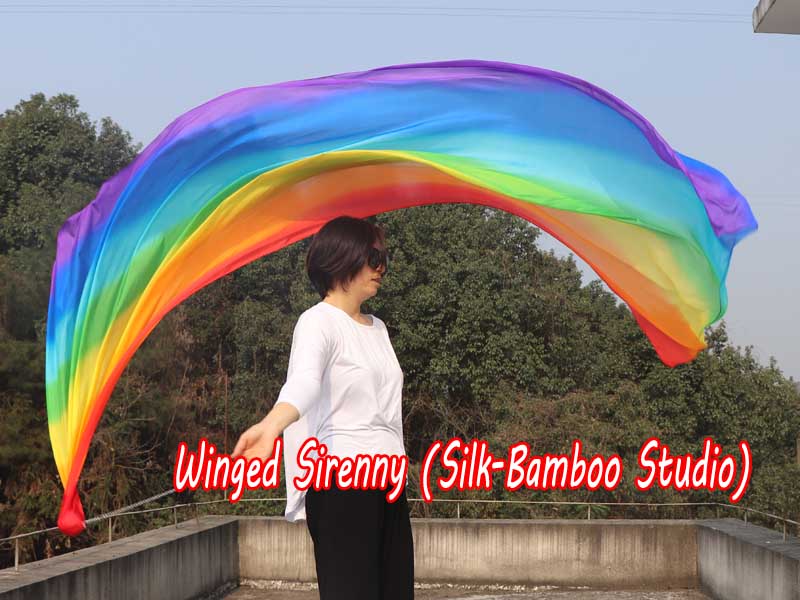 1 Piece Rainbow 2.7m (3yds) dance silk veil poi