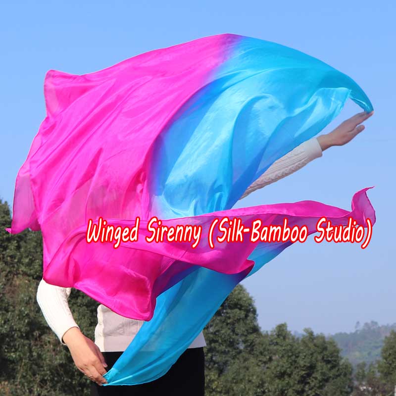 1 piece turquoise-pink 5 Mommes colorful belly dance silk veil 
