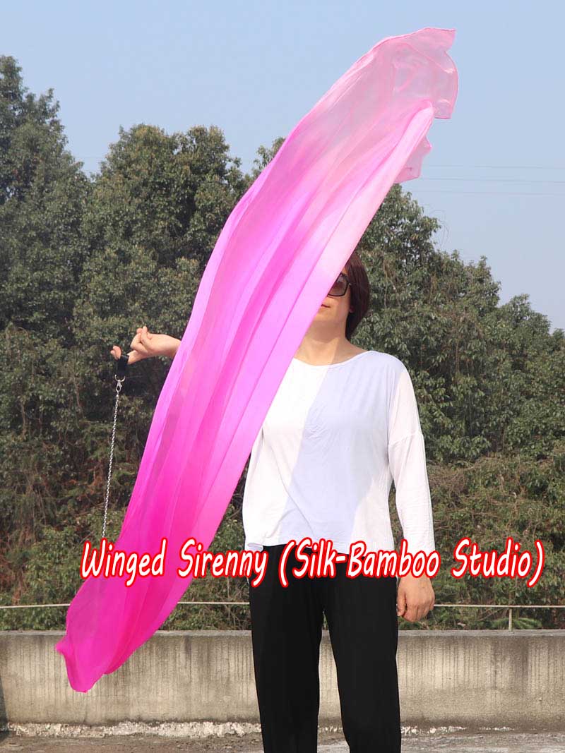1 Piece pink fading 2.3m (90") dance silk veil poi