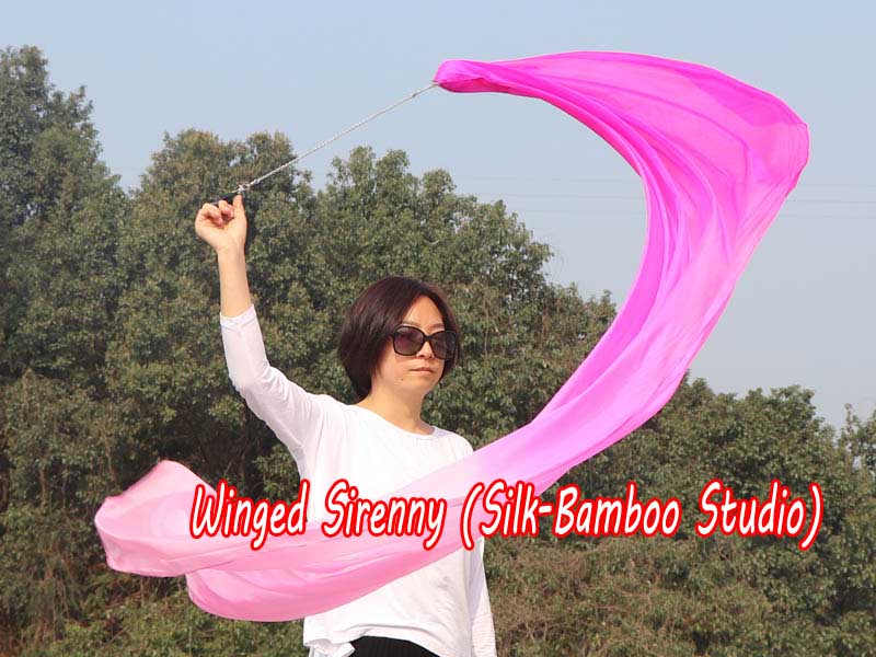 1 Piece pink fading 2.3m (90") dance silk veil poi
