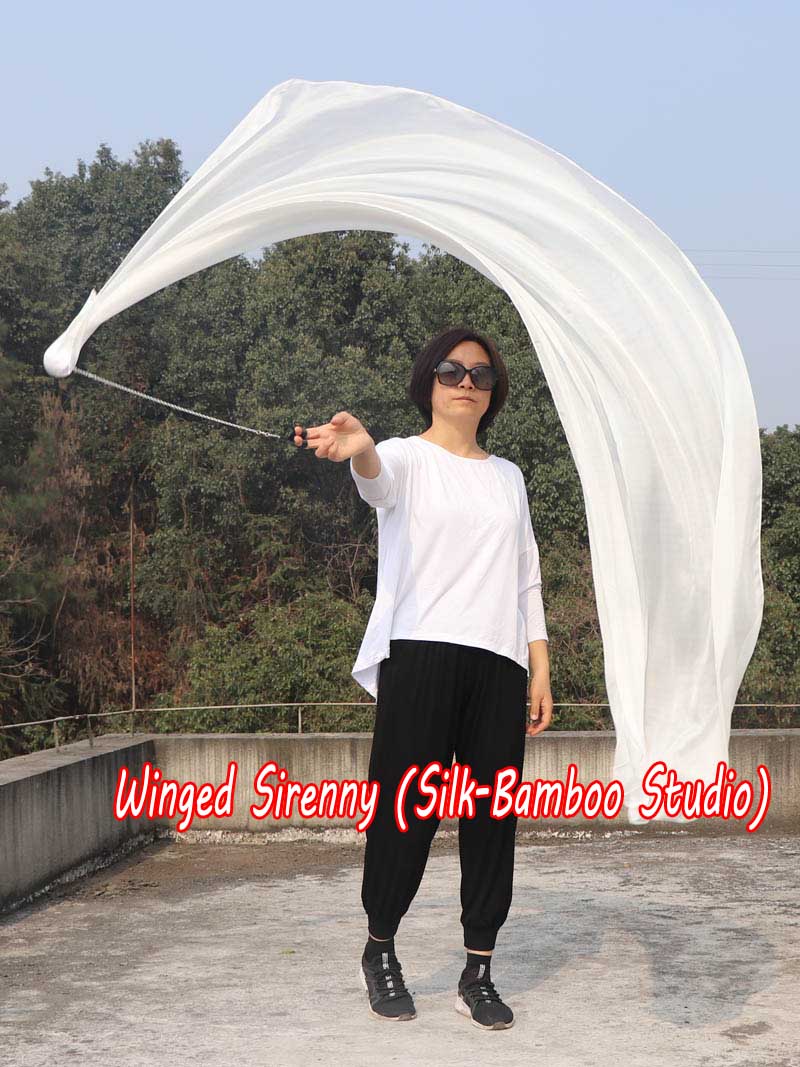 1 Piece white 2.3m (90") dance silk veil poi