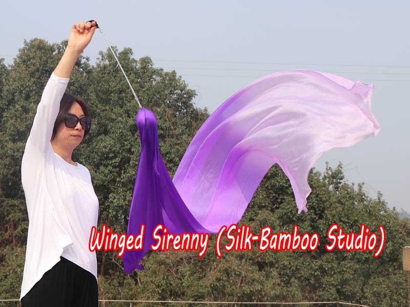 1 Piece purple fading 2.3m (90") dance silk veil poi