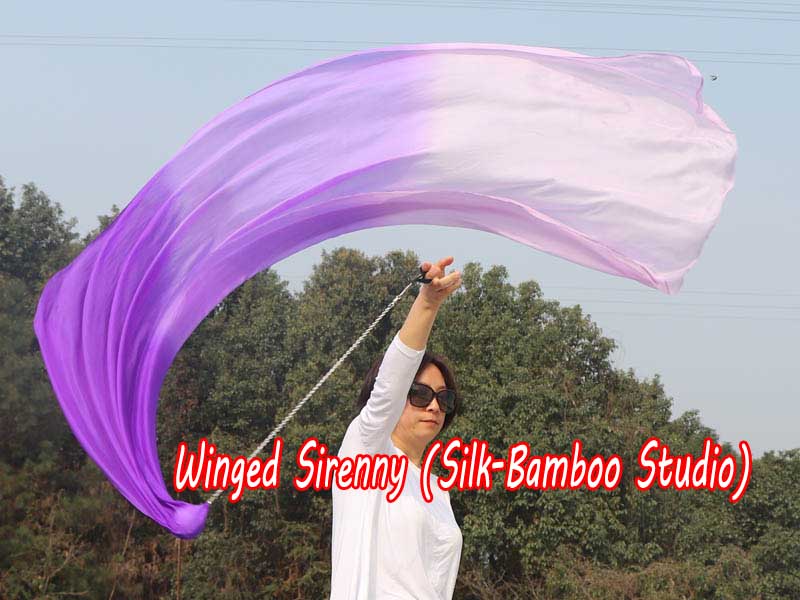 1 Piece purple fading 2.3m (90") dance silk veil poi