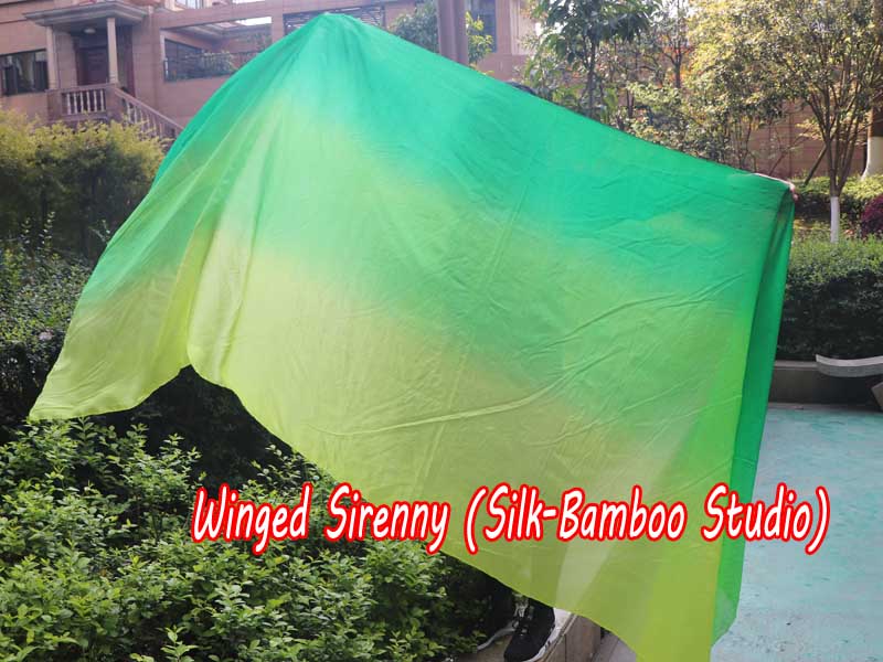 1 piece Emerald 5 Mommes colorful belly dance silk veil 