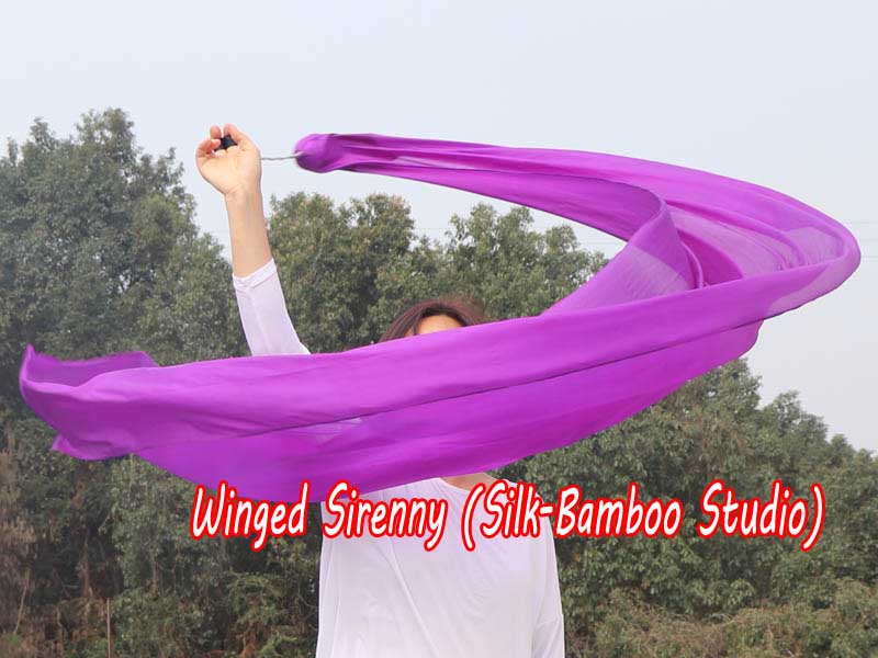 1 Piece purple 2.3m (90") dance silk veil poi