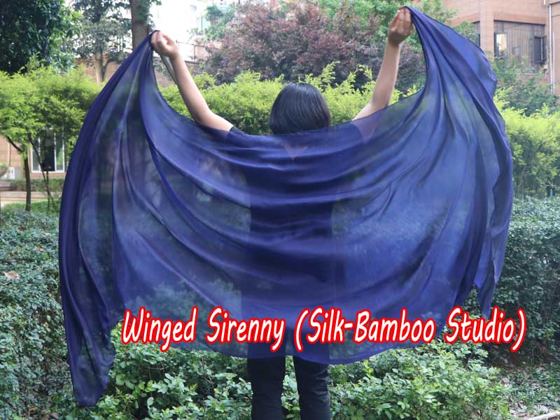 1 piece navy blue 5 Mommes belly dance silk veil 