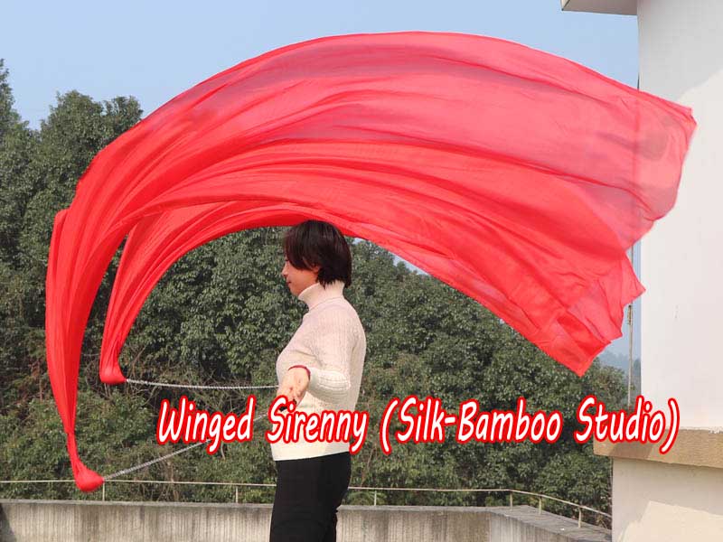 1 Piece red 2.3m (90") dance silk veil poi