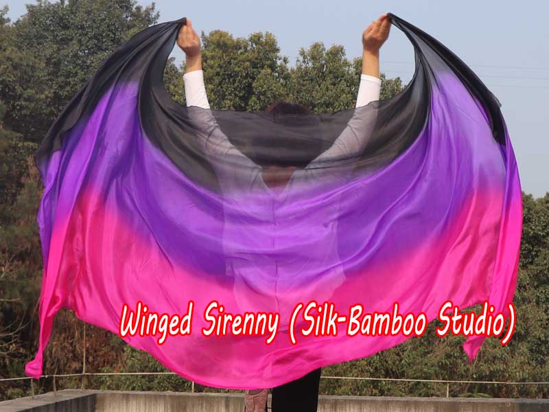 1 piece black-purple-pink 5 Mommes colorful belly dance silk veil 