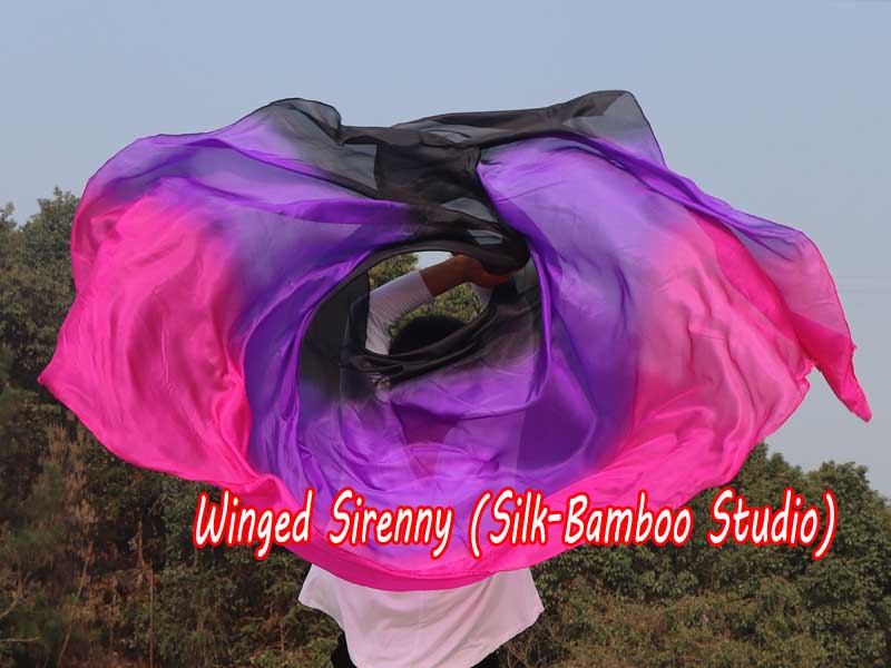 1 piece black-purple-pink 5 Mommes colorful belly dance silk veil 