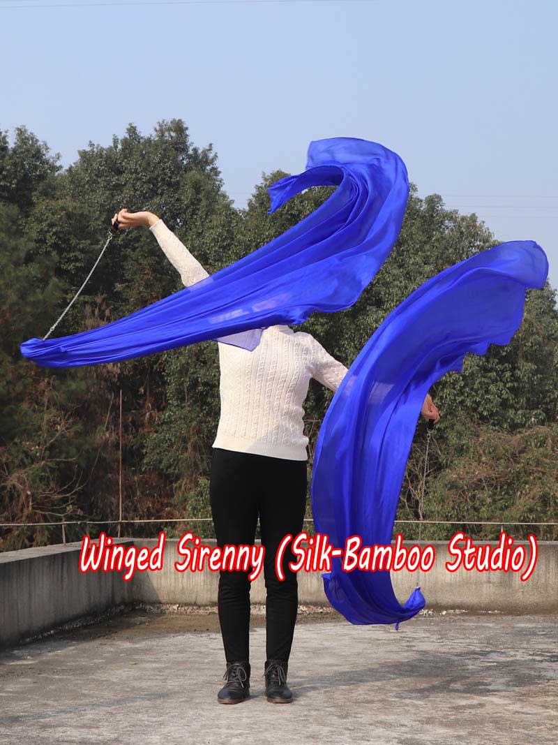 1 Piece blue 2.3m (90") dance silk veil poi