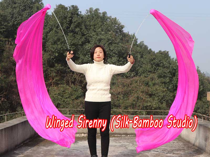 1 Piece pink 2.3m (90") dance silk veil poi