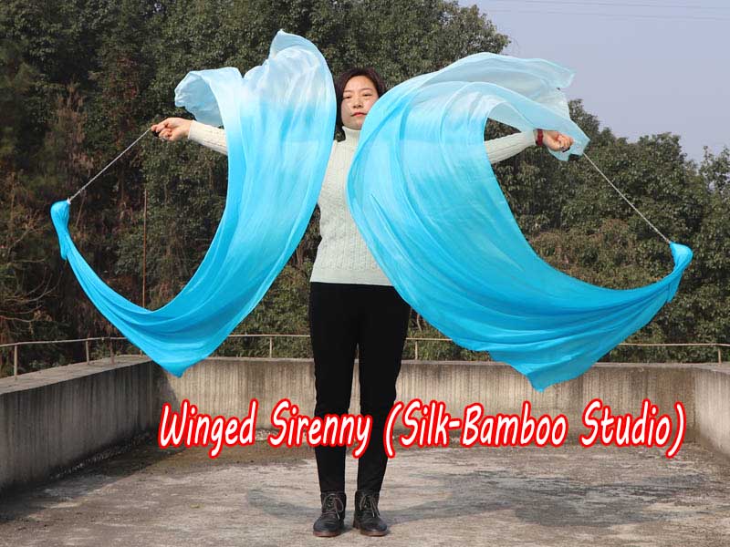 1 Piece turquoise fading 2.3m (90") dance silk veil poi