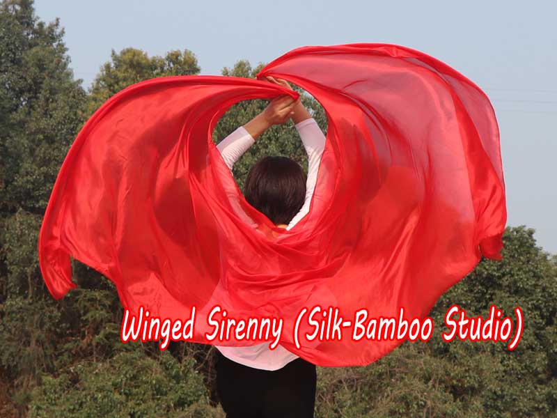 1 piece red 5 Mommes belly dance silk veil 
