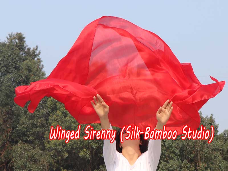 1 piece red 5 Mommes belly dance silk veil 