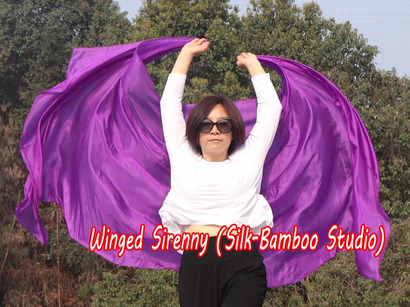 1 piece purple 5 Mommes belly dance silk veil 