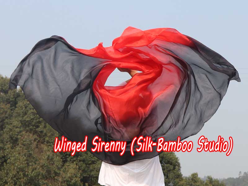 1 piece black-red 5 Mommes colorful belly dance silk veil 