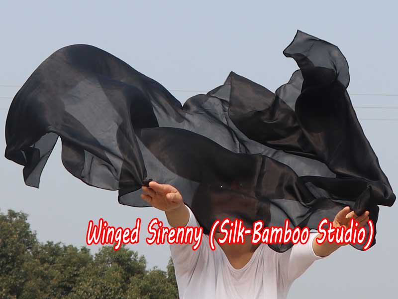 1 piece black 5 Mommes belly dance silk veil 