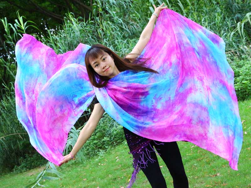 1 piece Mermaid Fantasy tie-dye 5 Mommes belly dance silk veil 
