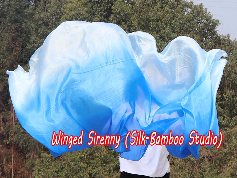 1 piece blue shading 5 Mommes belly dance silk veil 