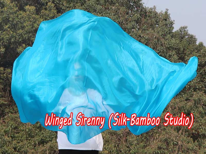 1 piece turquoise 5 Mommes belly dance silk veil 