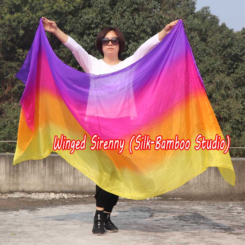1 piece yellow-orange-pink-purple 5 Mommes colorful belly dance silk veil 