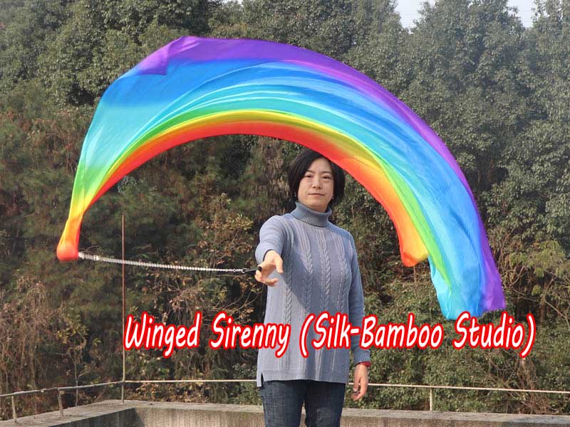 1 Piece Rainbow 1.8m (70") dance silk veil poi