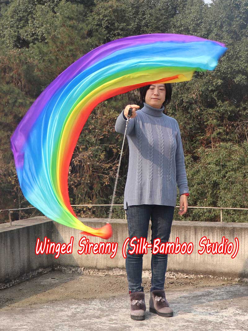 1 Piece Rainbow 1.8m (70") dance silk veil poi