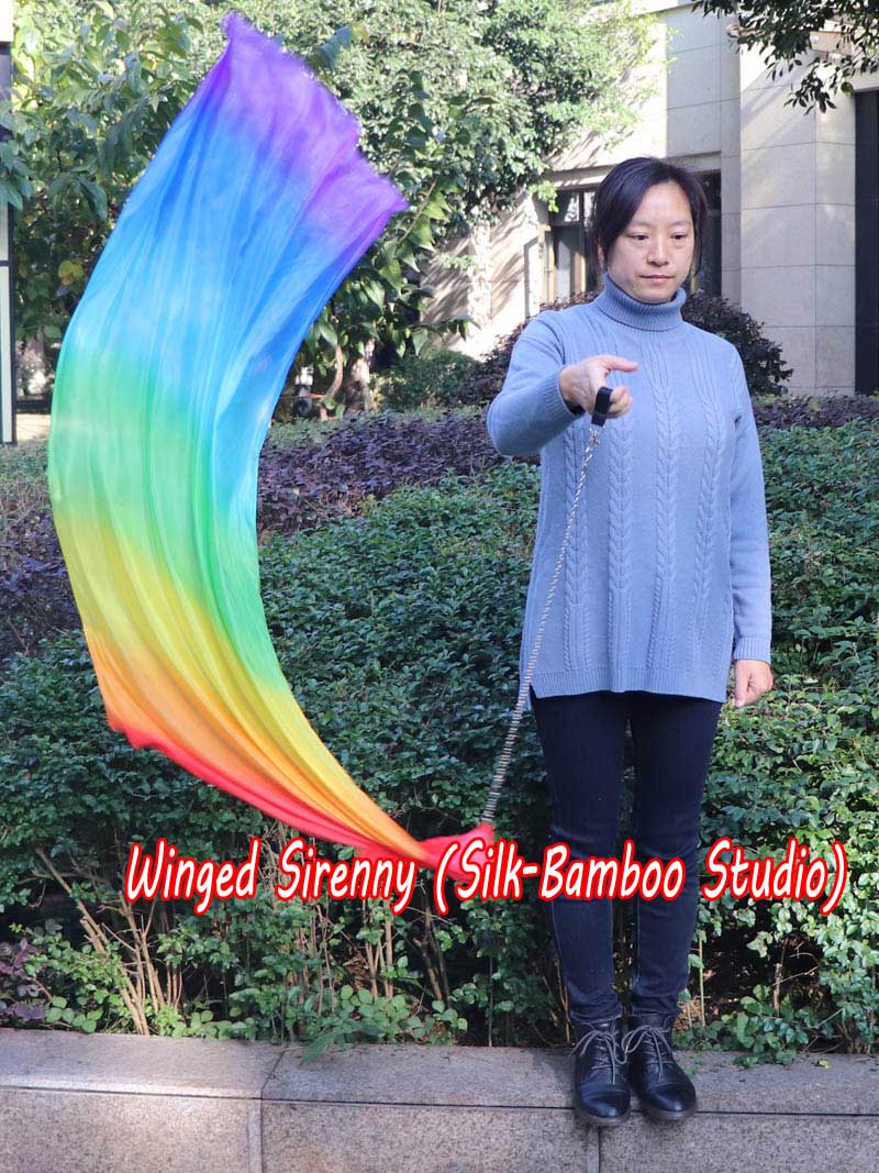 1 Piece Rainbow 1.35m (53") dance silk veil poi