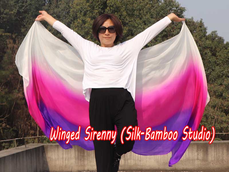 1 piece white-pink-purple 5 Mommes colorful belly dance silk veil 