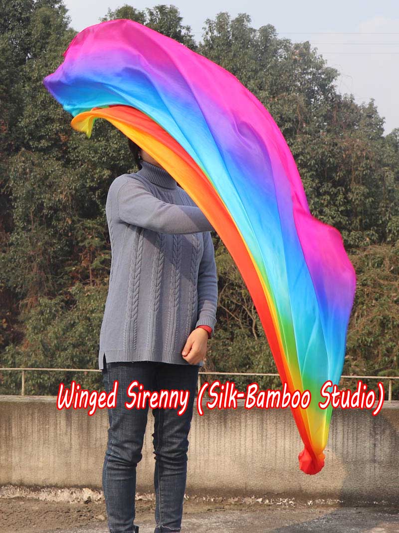 1 Piece Rainbow plus 1.8m (70") dance silk veil poi