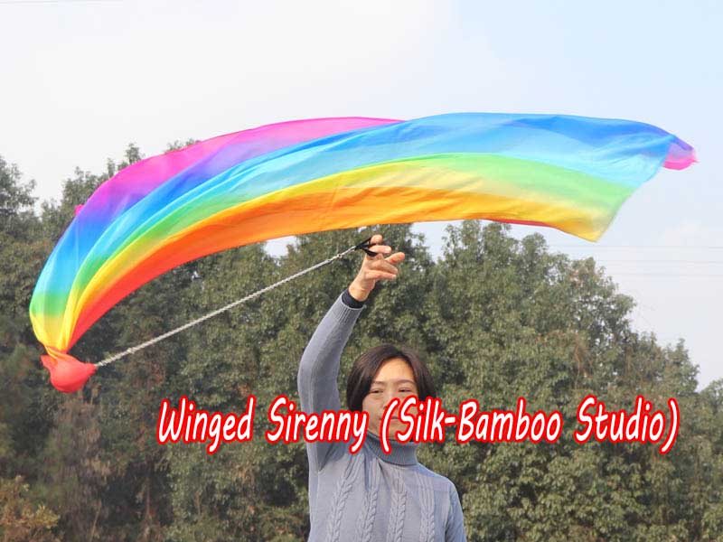 1 Piece Rainbow plus 1.8m (70") dance silk veil poi