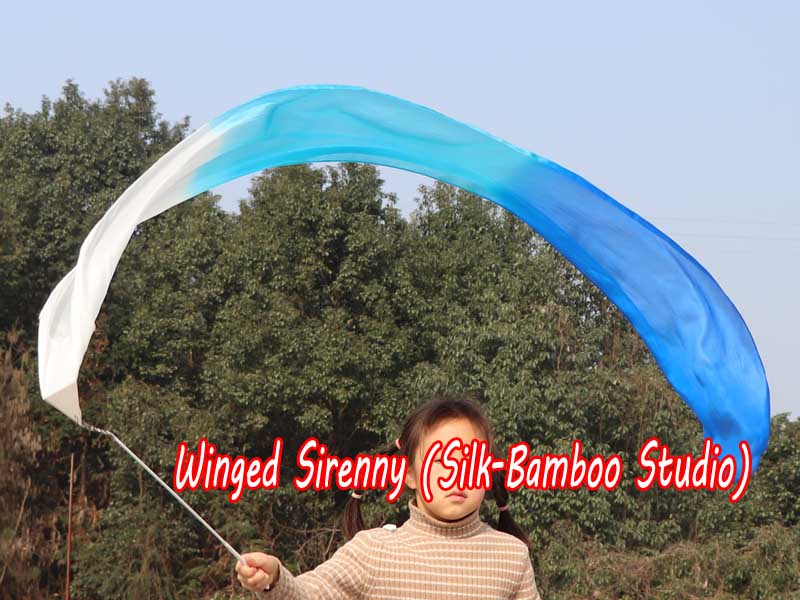 1 piece white-turquoise-blue 1.8m (71") silk streamer