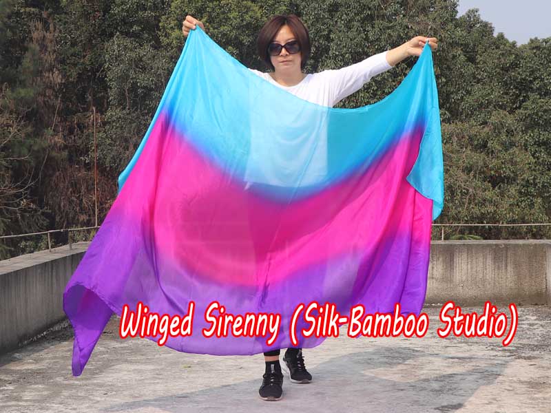 1 piece turquoise-pink-purple 5 Mommes colorful belly dance silk veil 