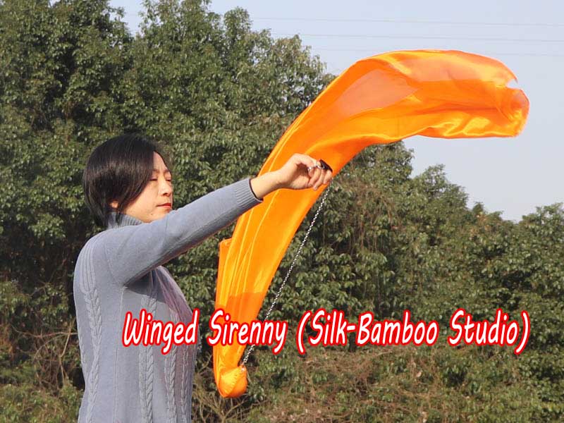 1 Piece orange 1.35m (53") dance silk veil poi