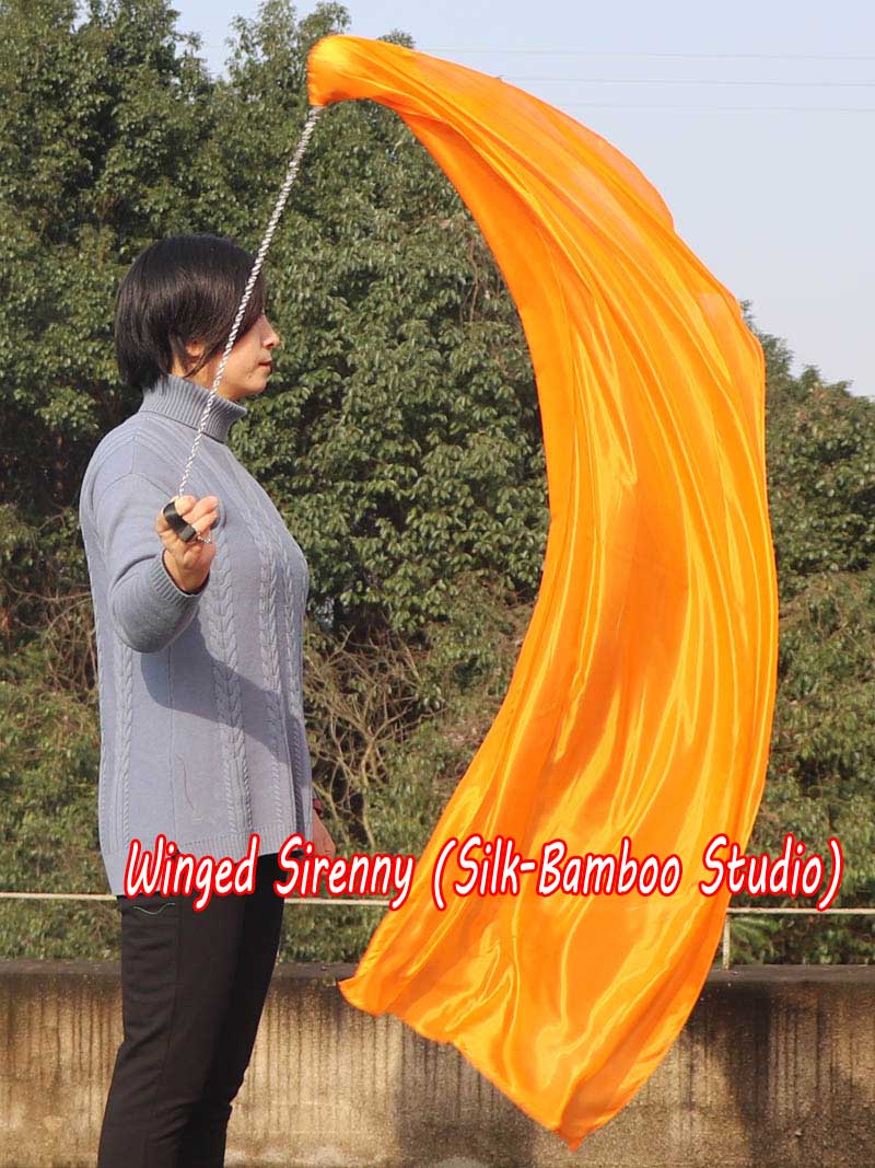 1 Piece orange 1.35m (53") dance silk veil poi