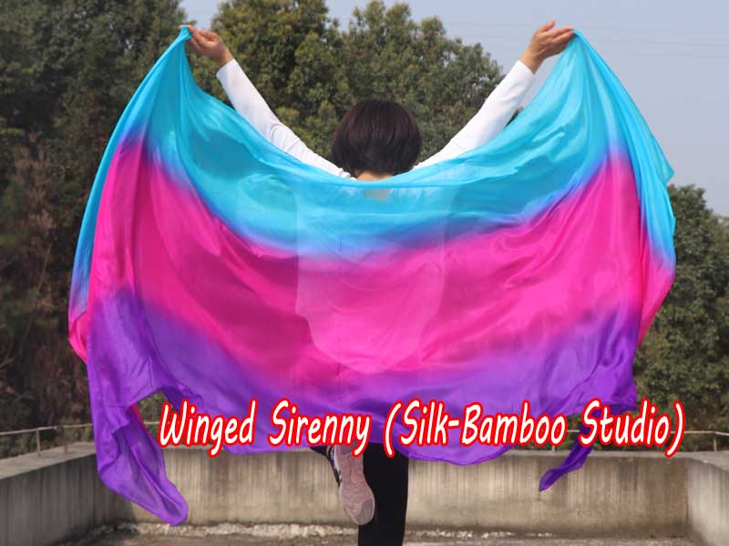 1 piece turquoise-pink-purple 5 Mommes colorful belly dance silk veil 