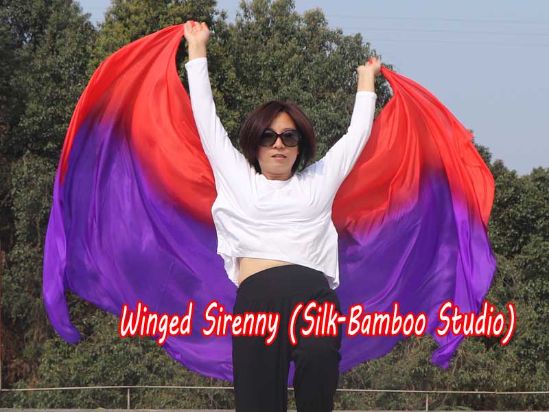 1 piece purple-red 5 Mommes colorful belly dance silk veil 