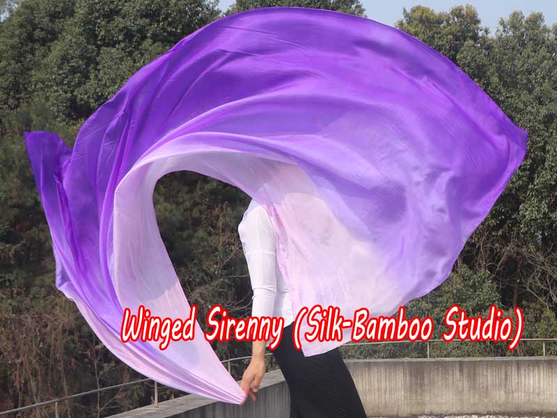 1 piece purple shading 5 Mommes belly dance silk veil 