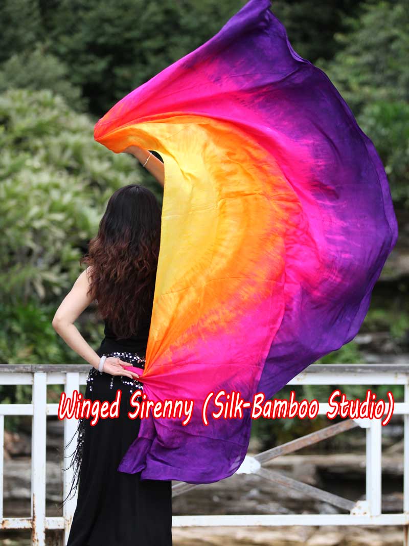 1 PIECE yellow-orange-pink-purple circular 8 Mommes belly dance silk veil