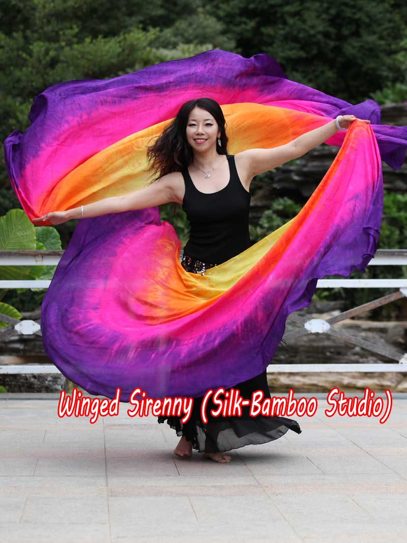 1 PIECE yellow-orange-pink-purple circular 8 Mommes belly dance silk veil