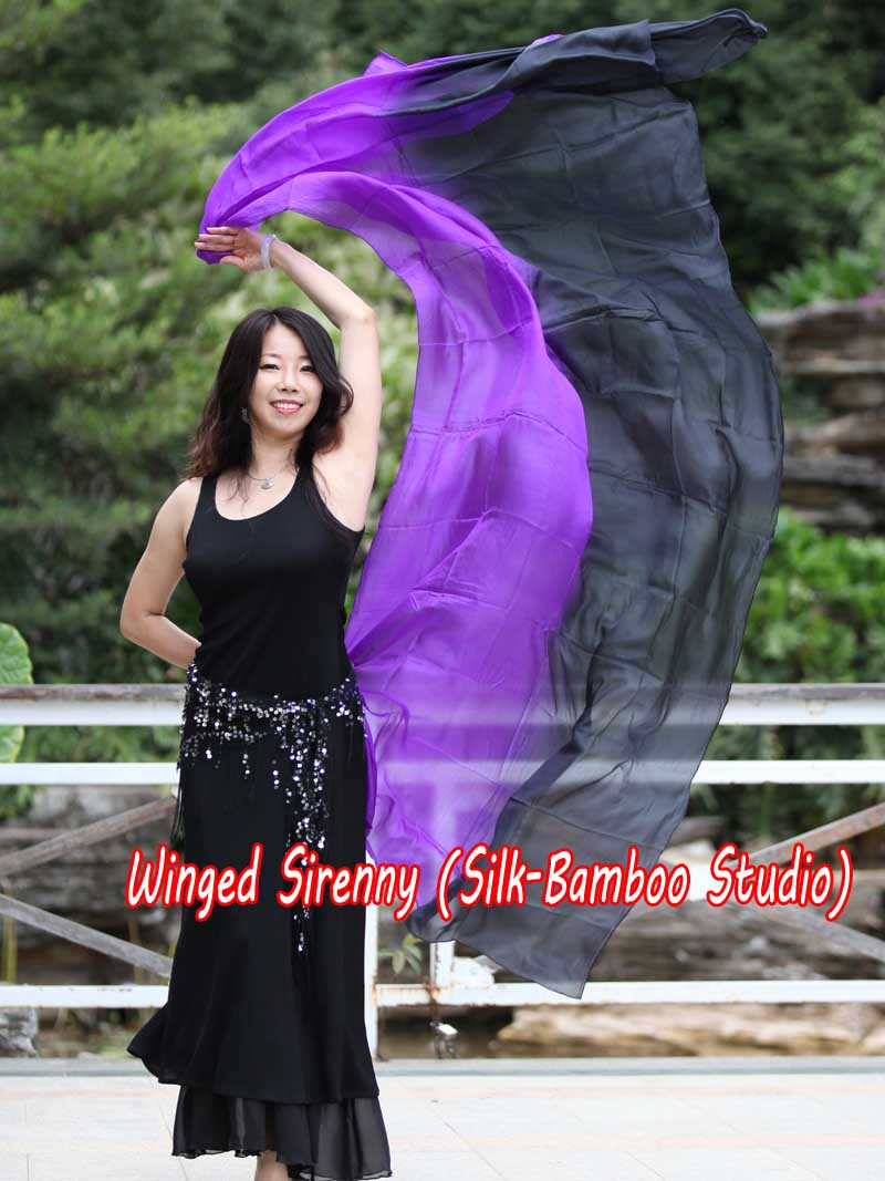 1 piece black-purple 5 Mommes colorful belly dance silk veil 