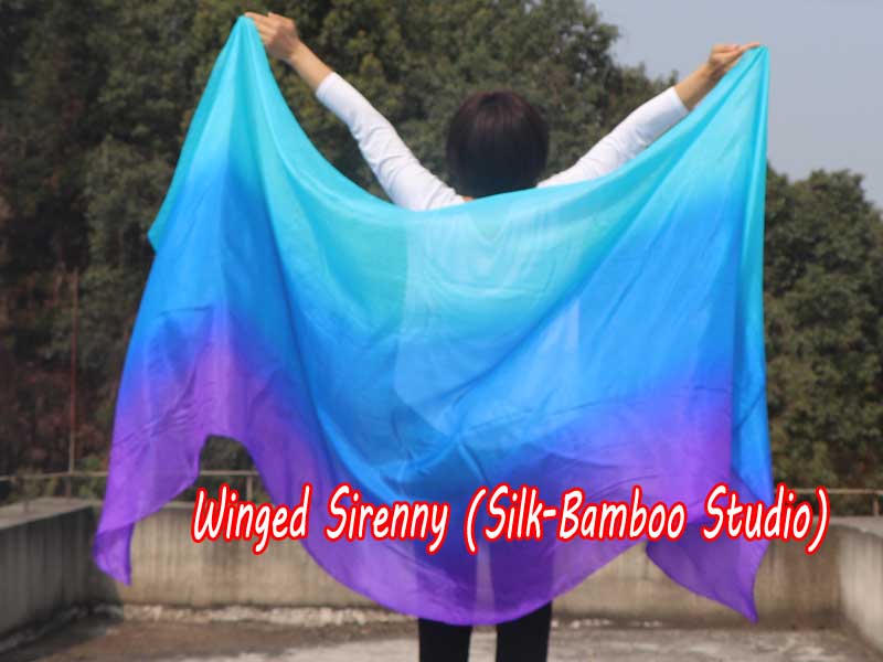 1 piece turquoise-blue-purple 5 Mommes colorful belly dance silk veil 