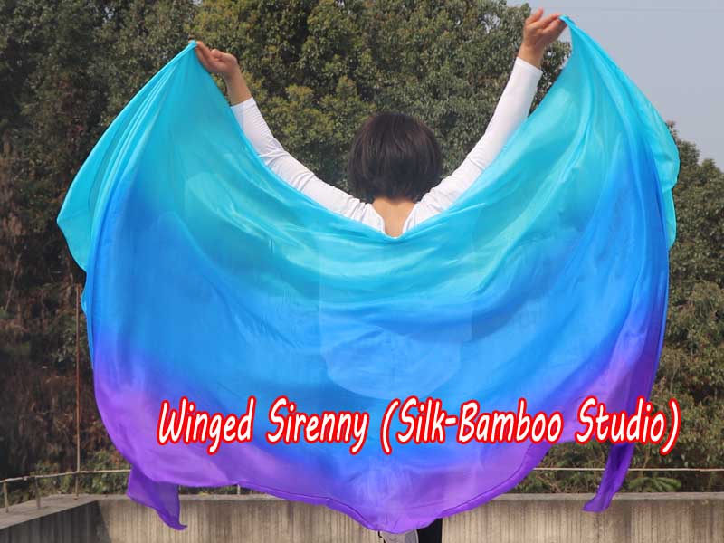 1 piece turquoise-blue-purple 5 Mommes colorful belly dance silk veil 