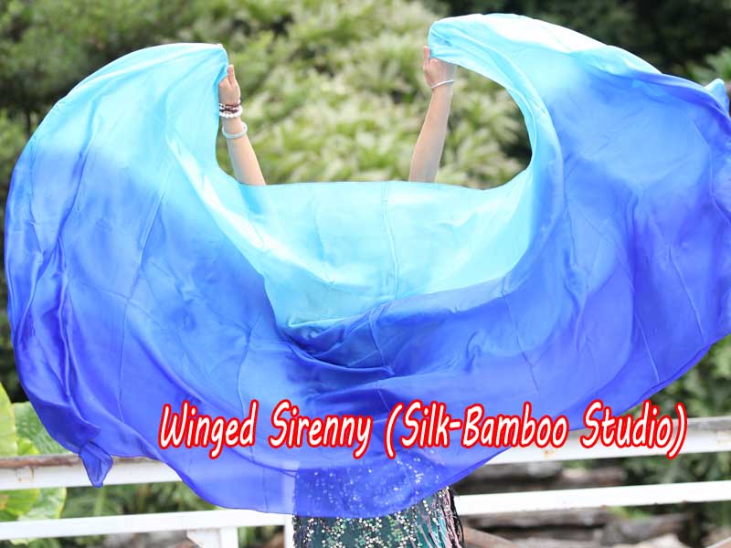 1 piece turquoise-blue 5 Mommes colorful belly dance silk veil 