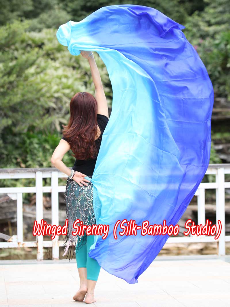 1 piece turquoise-blue 5 Mommes colorful belly dance silk veil 
